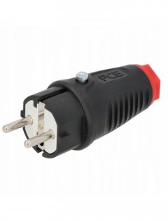 Gumowa Wtyczka Prosta PCE Z Uziemieniem Typu UNI-SCHUKO IP54 16A 230V