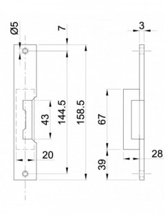 ELEKTROZACZEP Z PAMIĘCIĄ 158x25mm LAKIEROWANY SREBRNY