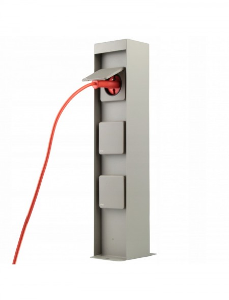 Elektryczny Słupek Ogrodowy Zasilający z Trzema Gniazdami 230V Stone Grey