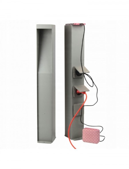 Lampa ogrodowa LED Słupek elektryczny z Dwoma Gniazdami oraz USB Stone Grey