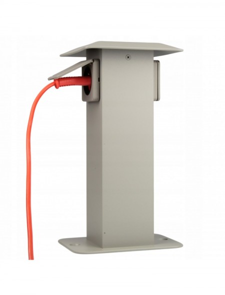 Elektryczny Słupek Ogrodowy z Dwoma Gniazdami Zasilający Stone Grey