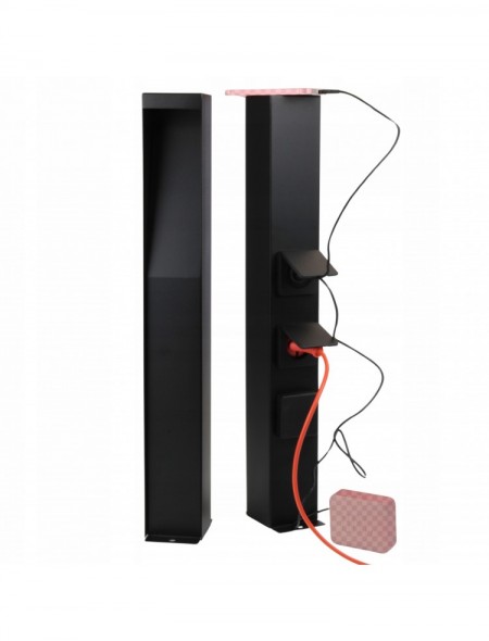 Lampa ogrodowa LED Słupek elektryczny z Dwoma Gniazdami oraz USB Czarny mat