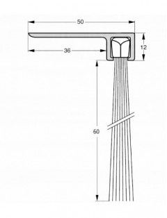 USZCZELKA SZCZOTKOWA F 60mm ALUMINIUM SUROWE 1m