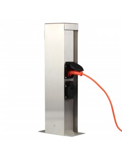 Outlet! Lampa ogrodowa LED Słupek z 2 gniazdami 2900K 40cm Stal Nierdzewna