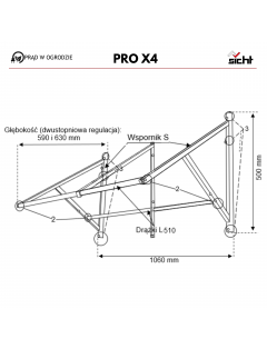 Wieszak regulowany PRO X4 na cztery opony udźwig 220kg do 250mm