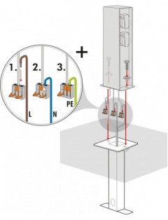 Elektryczny Słupek Ogrodowy Zasilający z 3 Gniazdami 230V Stal nierdzewna